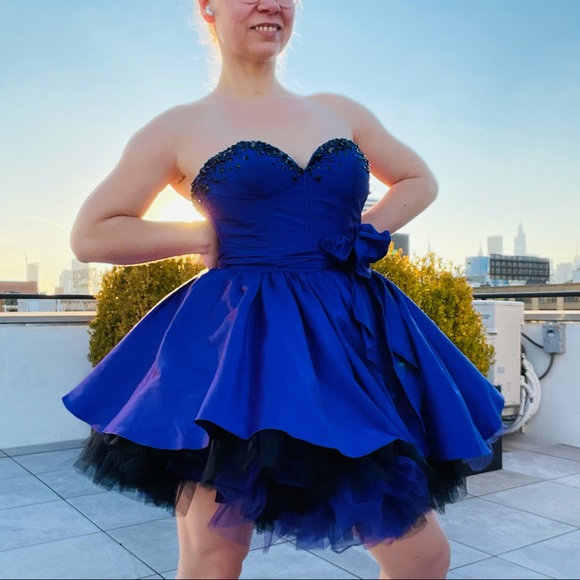 Corset Crystal Chameleon Silk Tutu Standing A-Line Princess Strapless Mini Dress - Picture 8 of 17